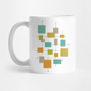 Turquoise Green Orange Square Mid Century Mug